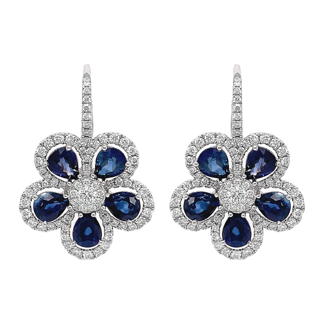 18kt White Gold Diamond and Sapphire Earrings