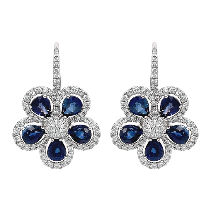 18kt White Gold Diamond and Sapphire Earrings