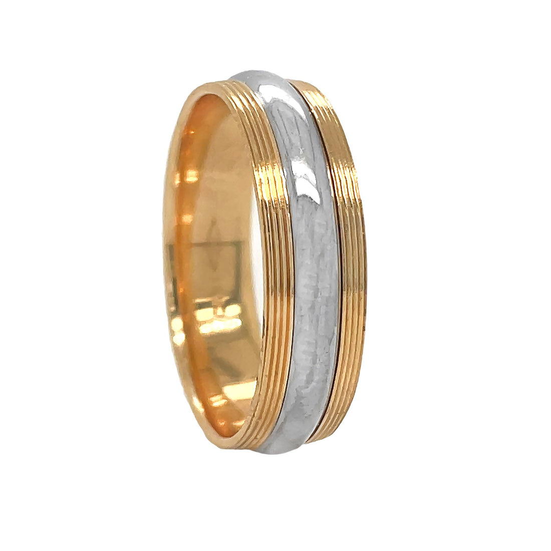 14kt White And Yellow Gold Men's Wedding Band