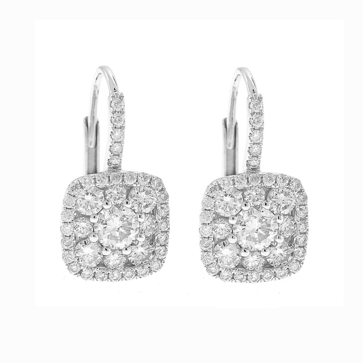 18kt White Gold Diamond Dangling Earrings