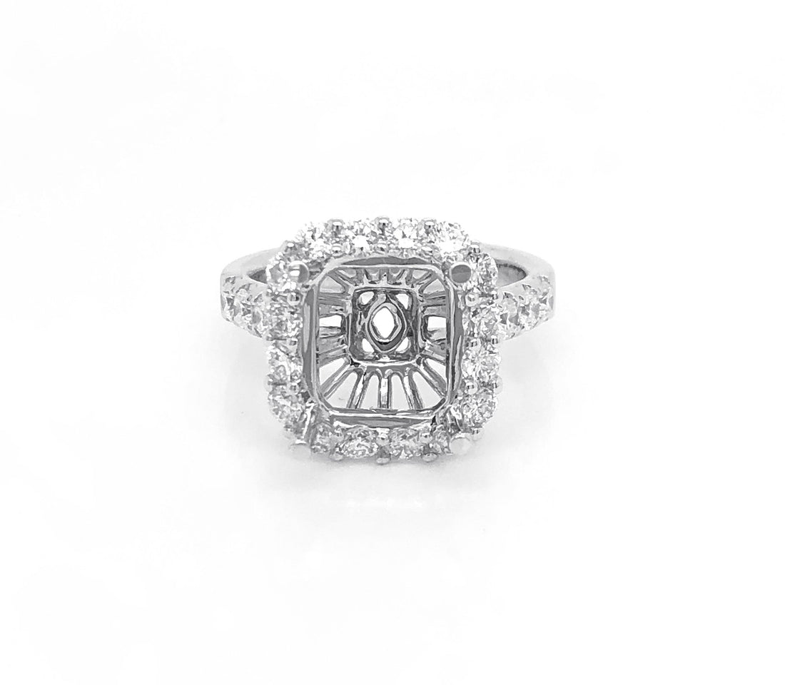 18kt White Gold Diamond Halo Semi Mount