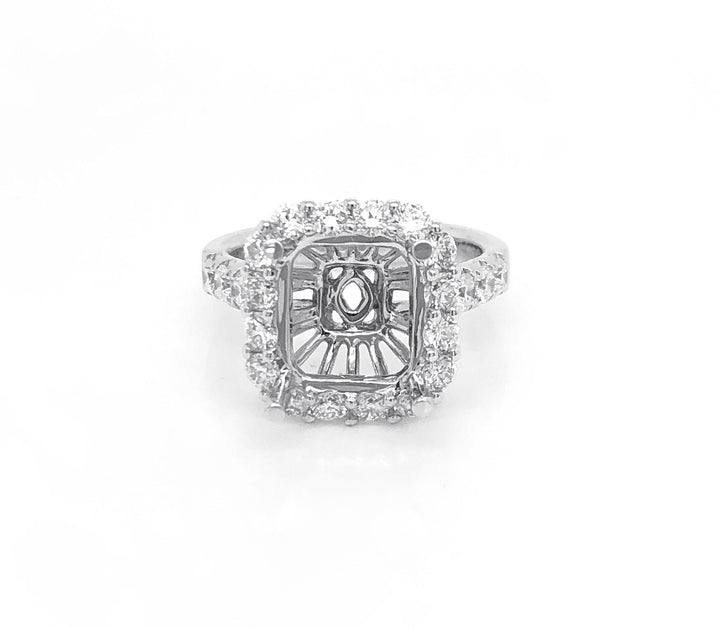 18kt White Gold Diamond Halo Semi Mount