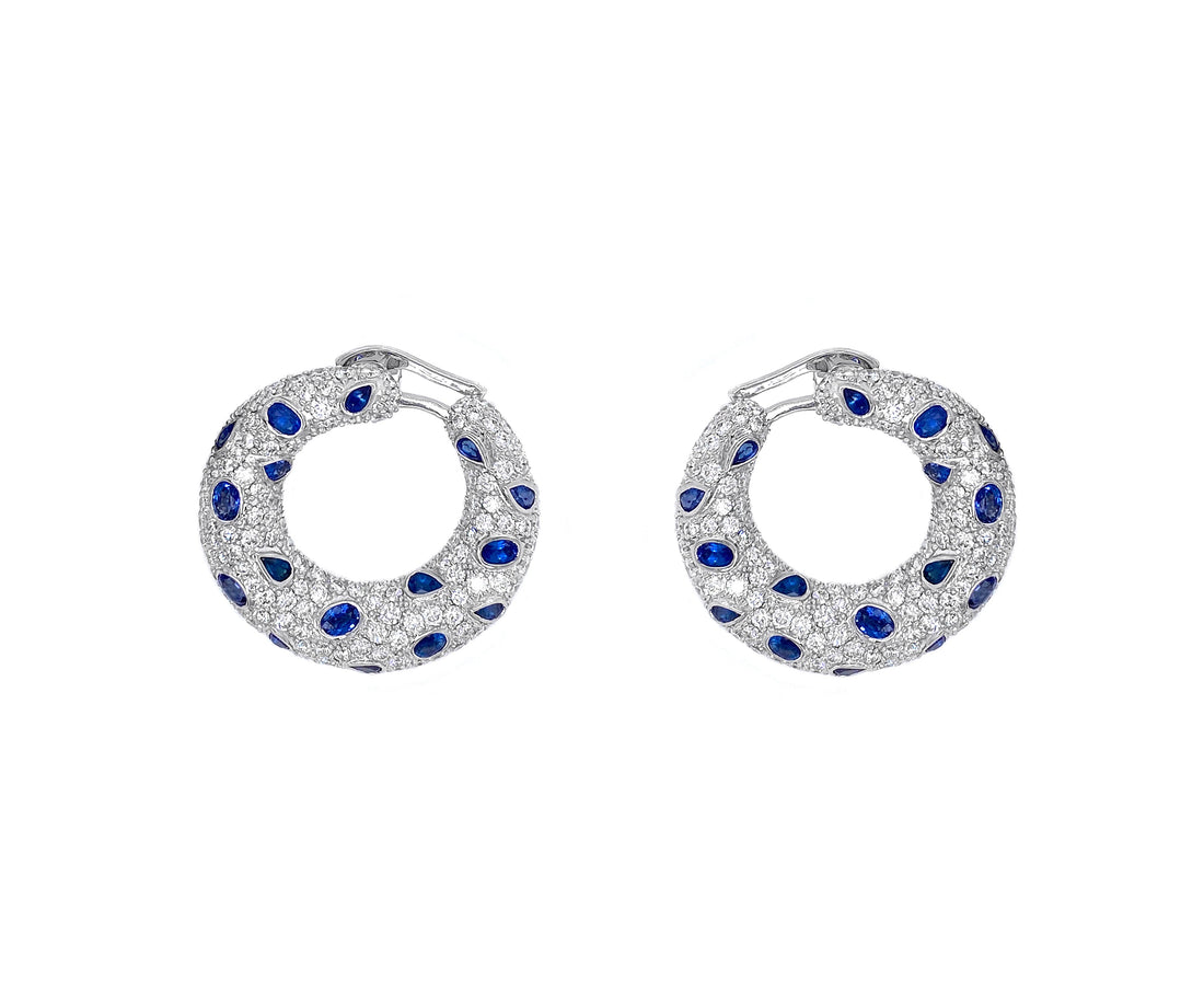 18kt White Gold Diamond and Sapphire Earrings