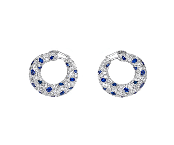 18kt White Gold Diamond and Sapphire Earrings