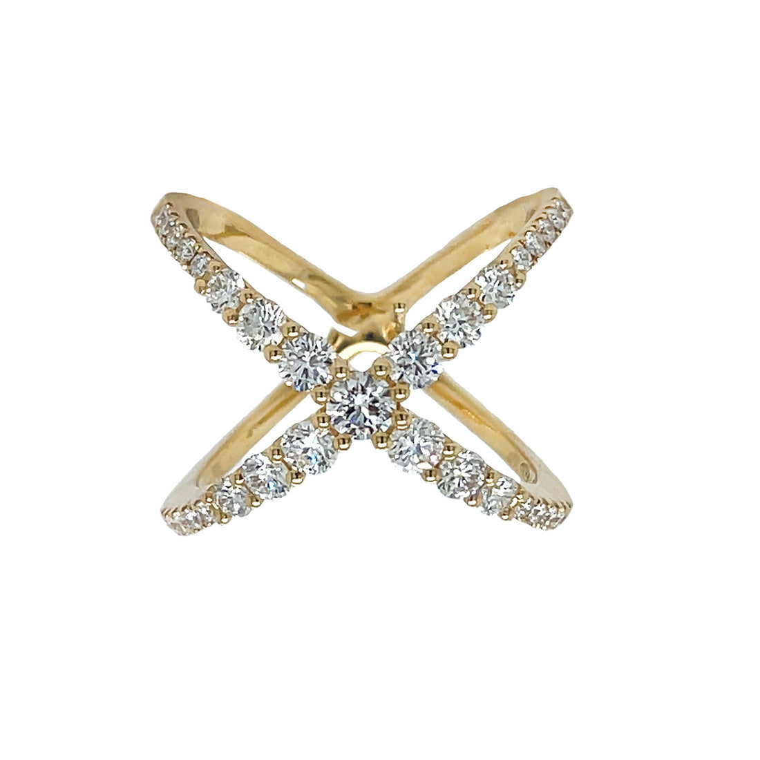 18kt Yellow Gold Diamond Criss-cross Ring