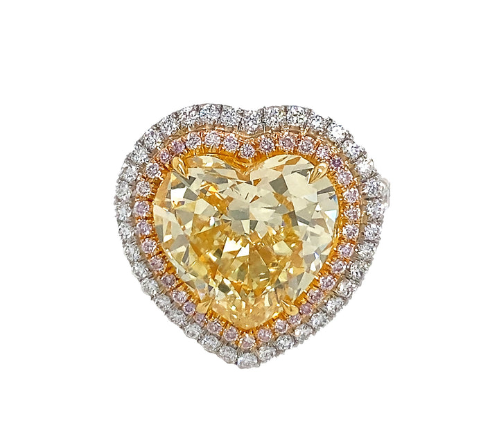 Platinum and 18kt Yellow Gold Yellow Diamond Ring