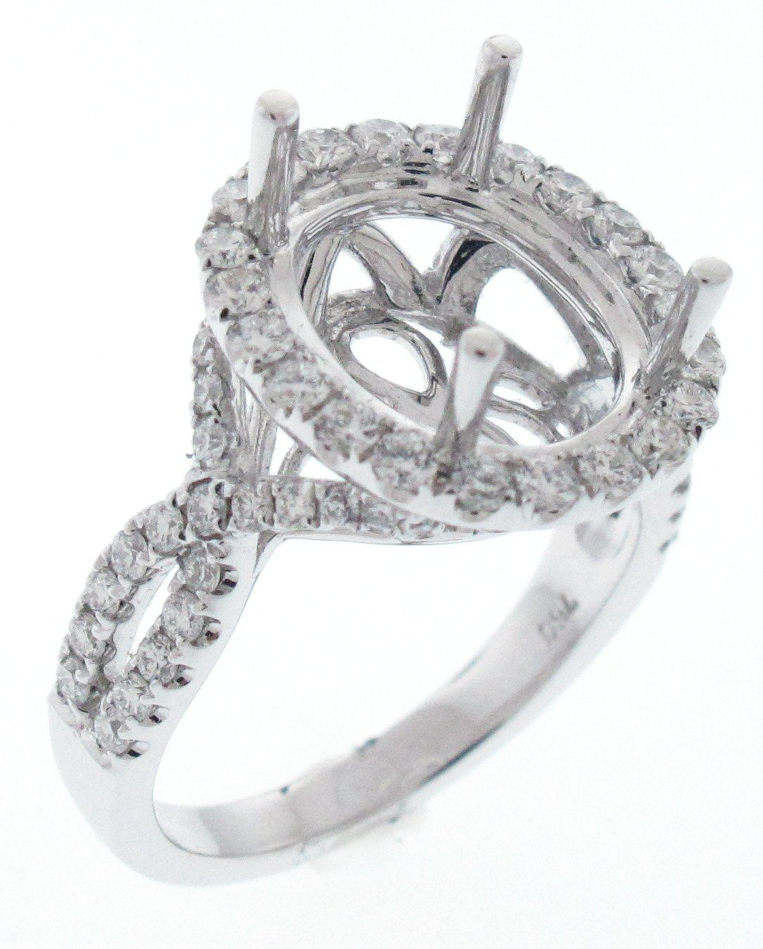 18kt White Gold Diamond Halo Semi Mount