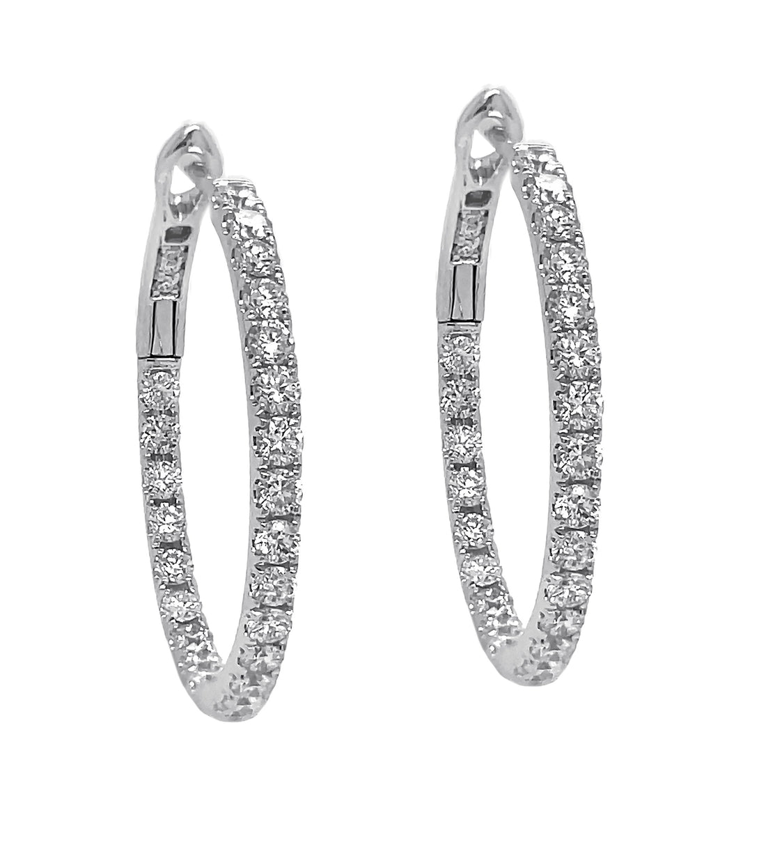 18Kt White Gold Diamond Hoops