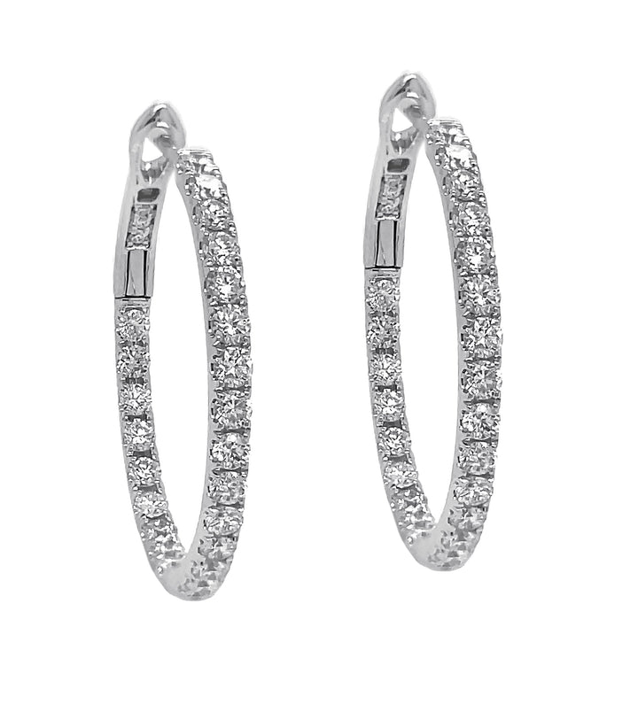 18Kt White Gold Diamond Hoops