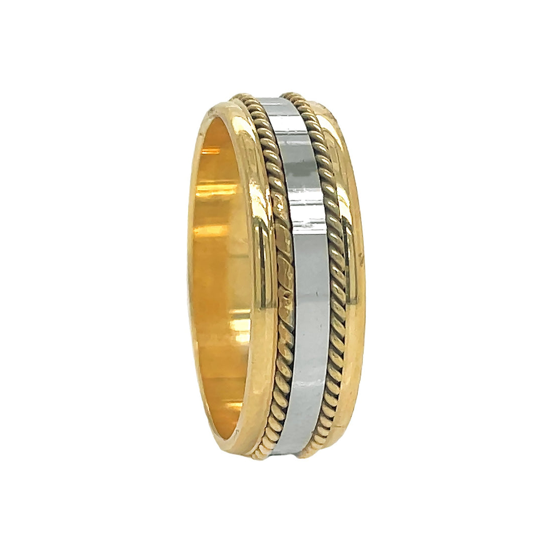 14kt White And Yellow Gold Men's Wedding Band