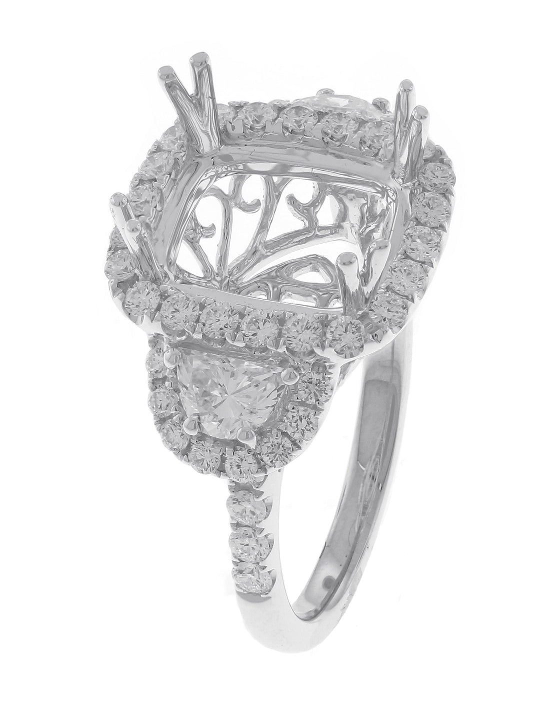 18kt White Gold Diamond Halo Semi Mount