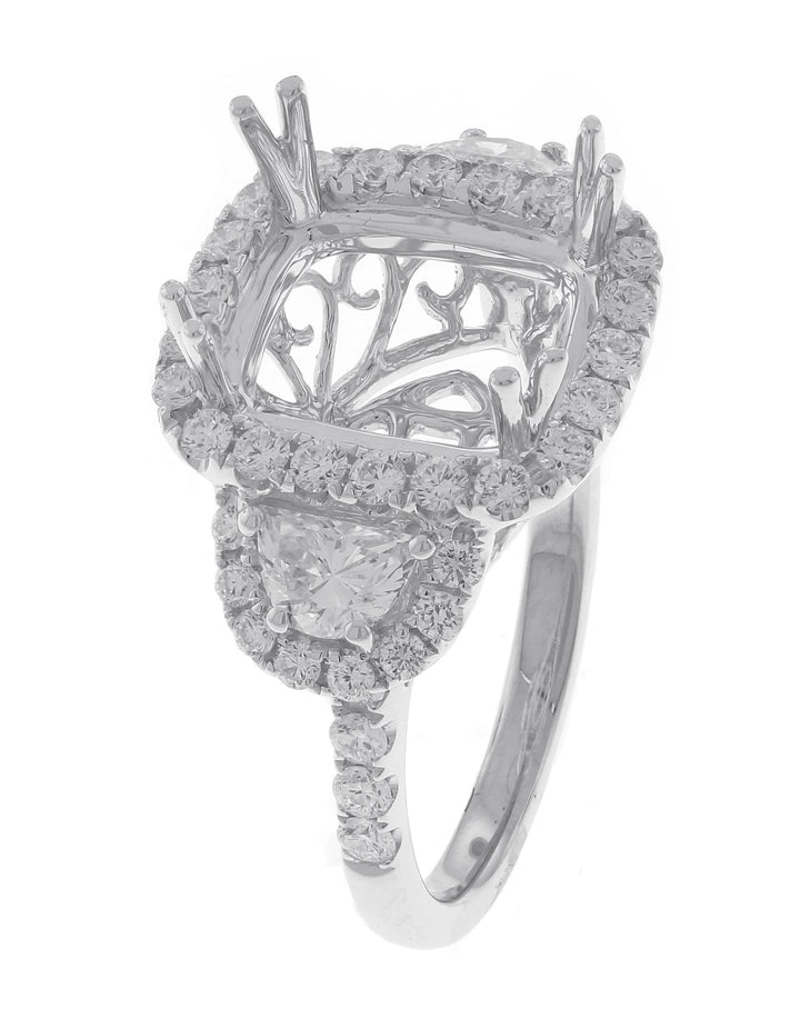 18kt White Gold Diamond Halo Semi Mount