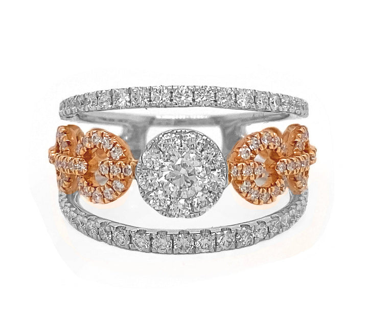 18kt Rose And White Gold Diamond Ring
