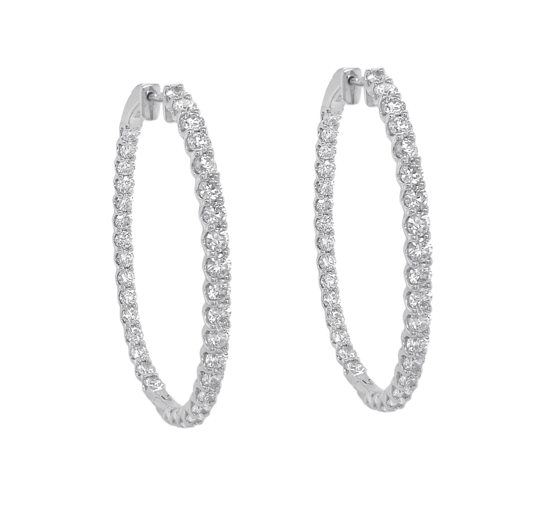 18kt White Gold Diamond Hoops
