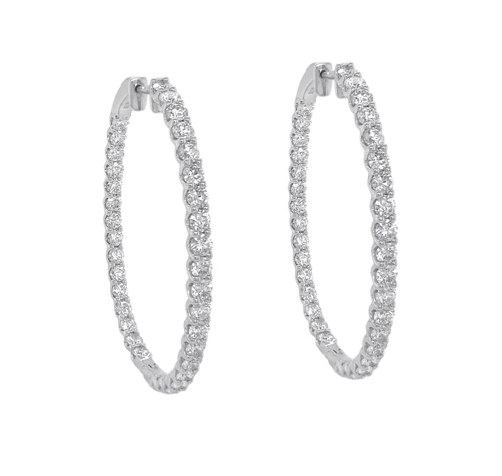 18kt White Gold Diamond Hoops