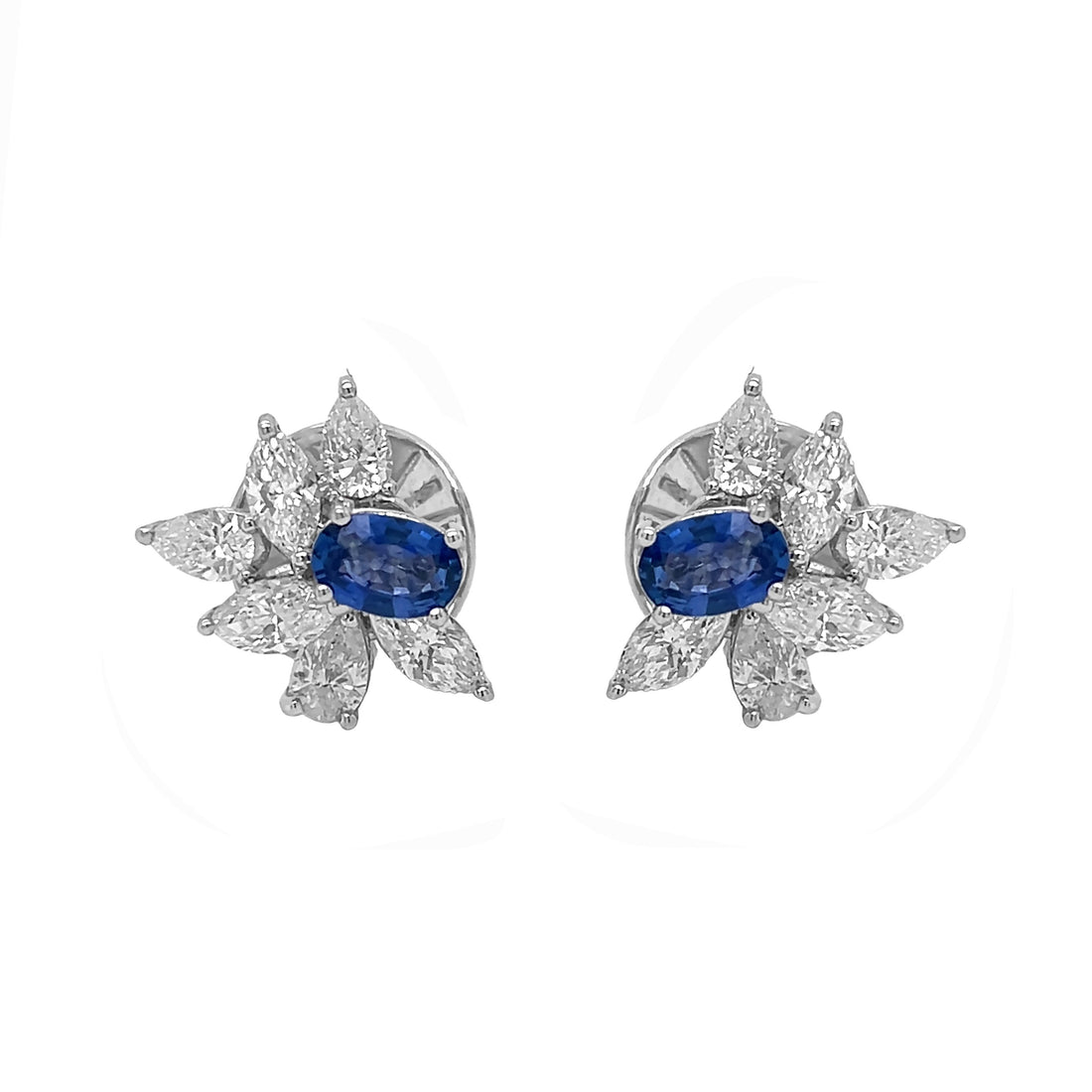 18kt White Gold Diamond and Blue Sapphire Earrings