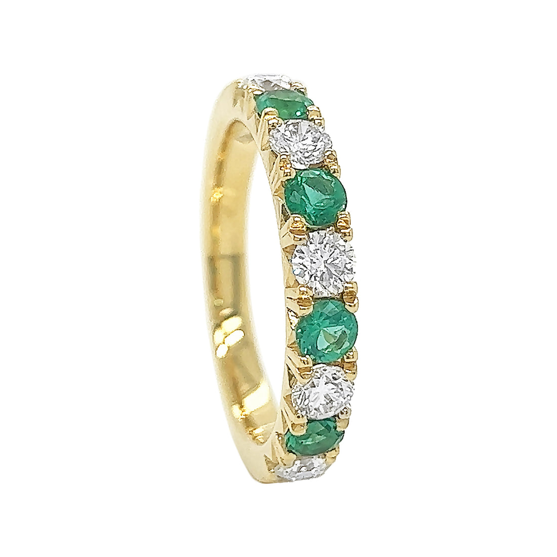 18kt Yellow Gold Diamond And Emerald Band
