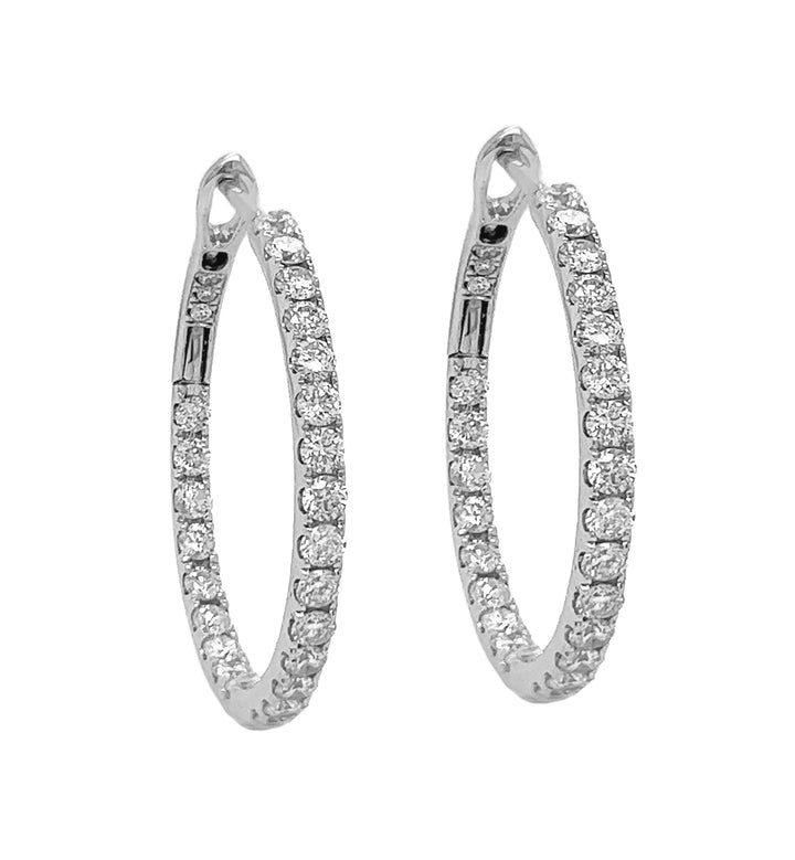 18kt White Gold Diamond Hoops