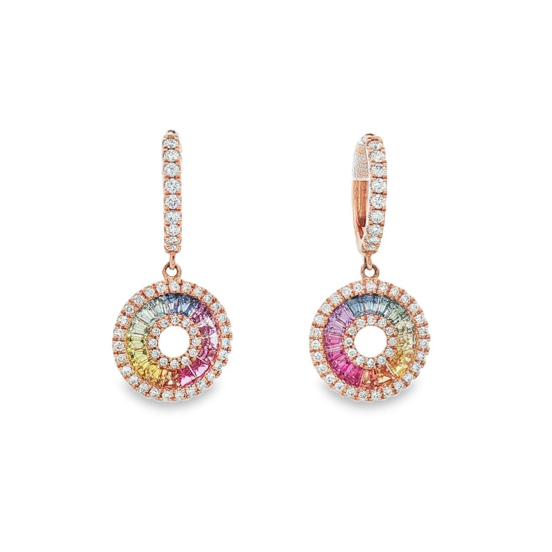 18kt Rose Gold Diamond And Sapphire Earrings