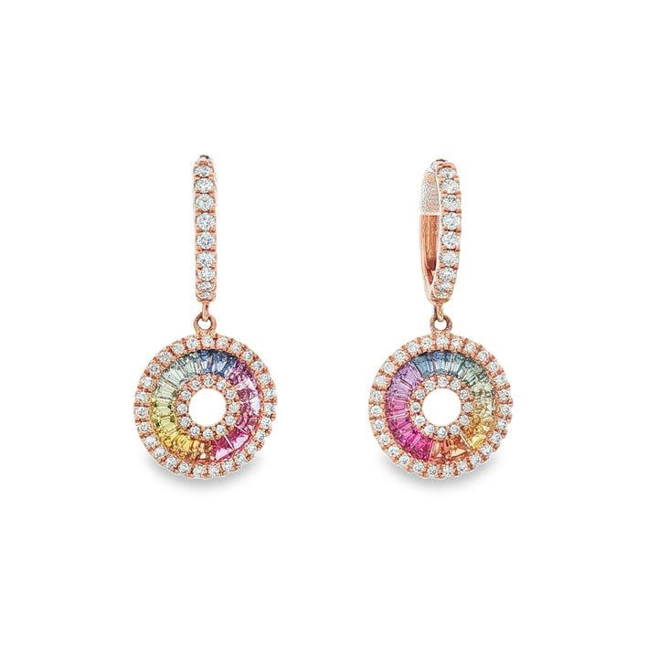 18kt Rose Gold Diamond And Sapphire Earrings