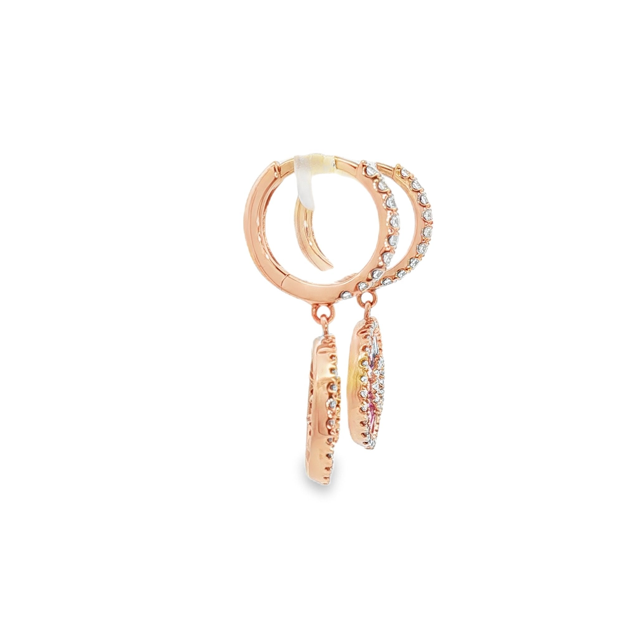 18kt Rose Gold Diamond And Sapphire Earrings