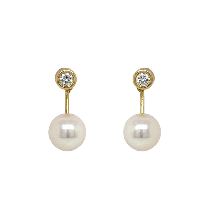 18kt Yellow Gold Diamond And Pearl Earrings