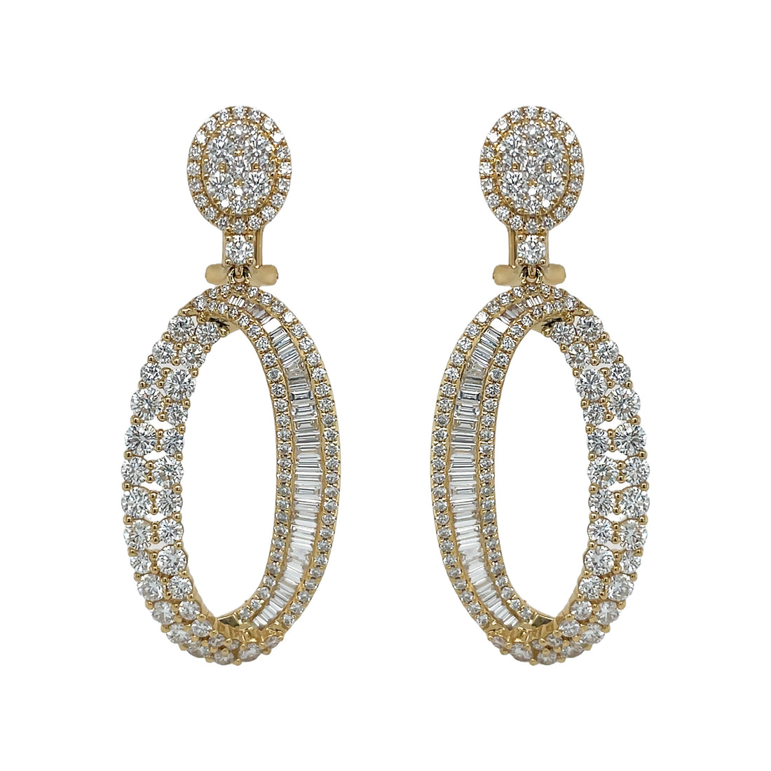 18kt Yellow Gold Diamond Dangling Earrings