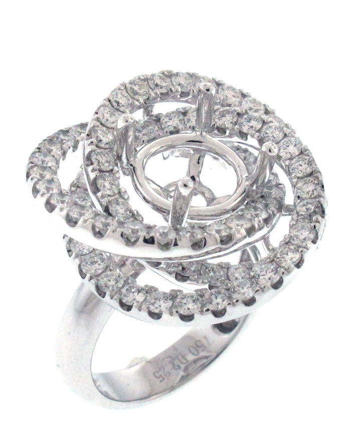 18kt White Gold Diamond Halo Semi Mount