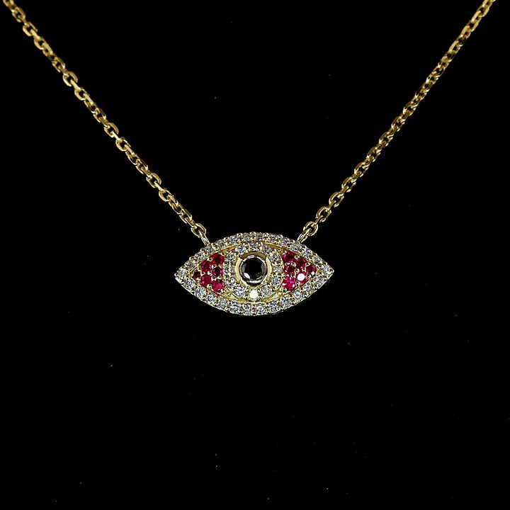14kt Yellow Gold Lab Diamond And Ruby Pendant