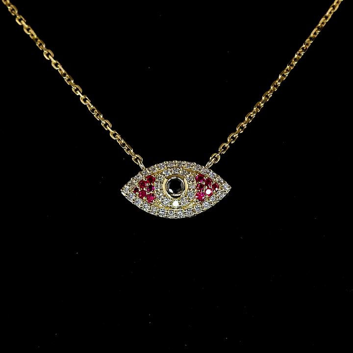14kt Yellow Gold Lab Diamond And Ruby Pendant