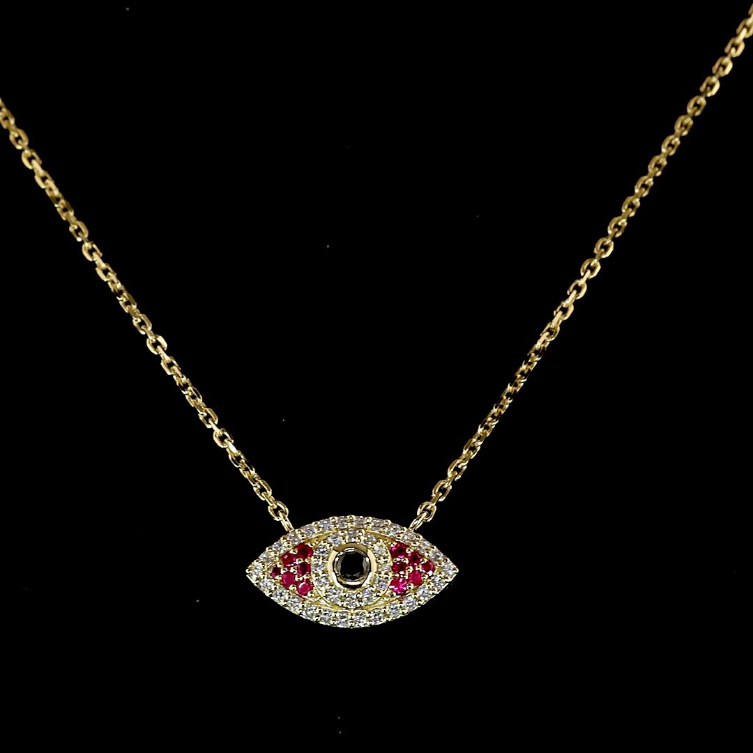 14kt Yellow Gold Lab Diamond And Ruby Pendant