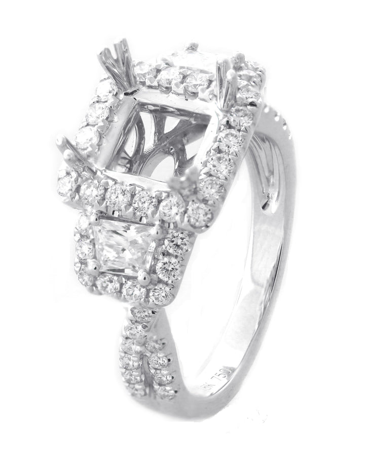 18kt White Gold Diamond Halo Semi Mount