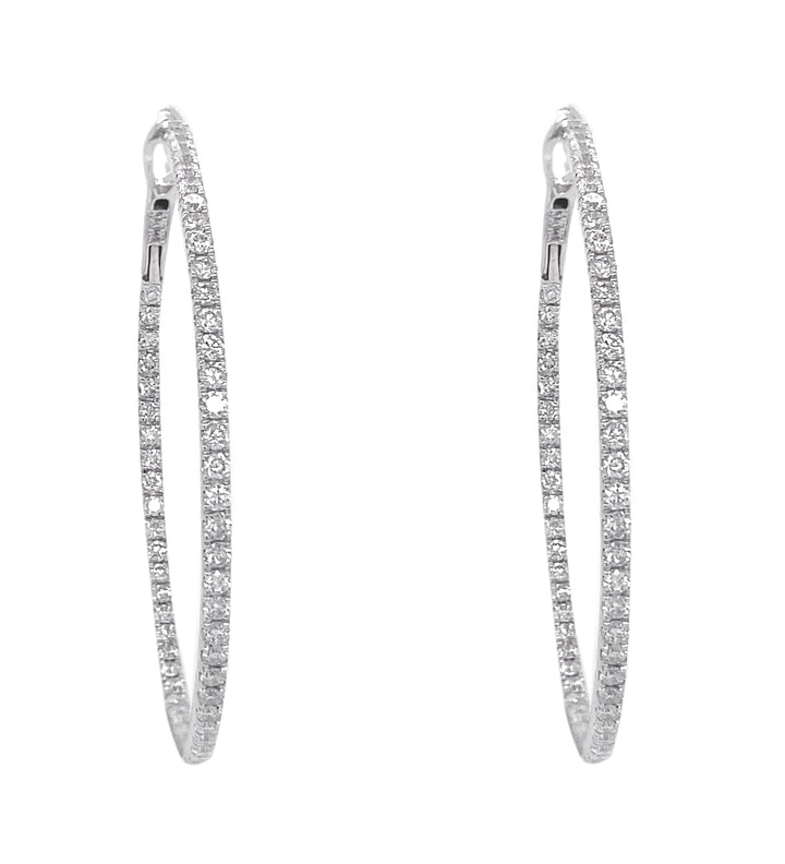 18kt White Gold Diamond Hoops