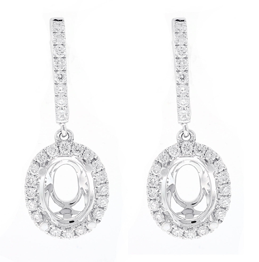 18kt White Gold Diamond Dangling Earrings Mounting