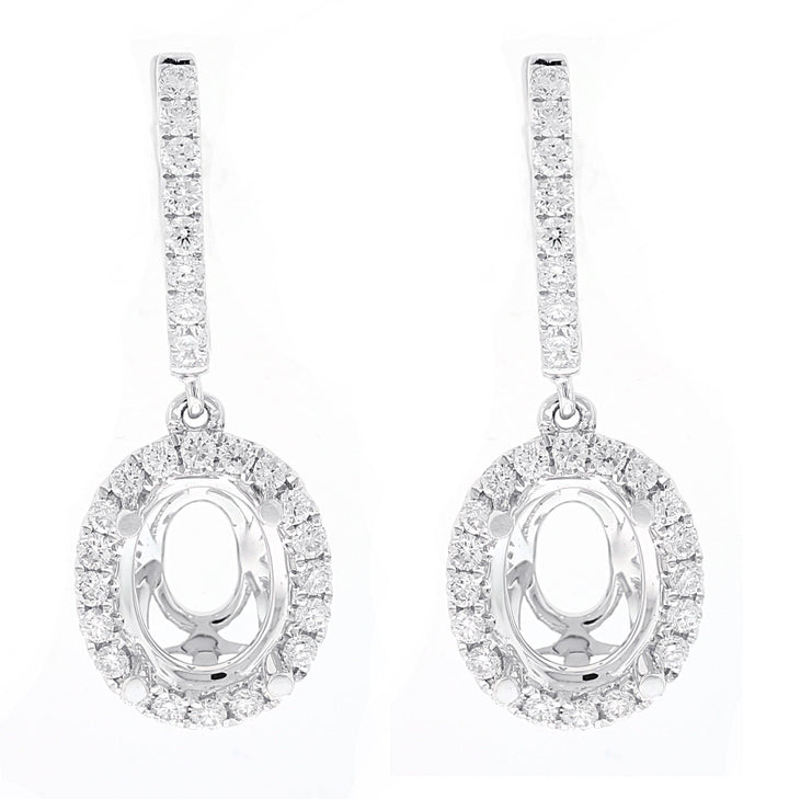 18kt White Gold Diamond Dangling Earrings Mounting