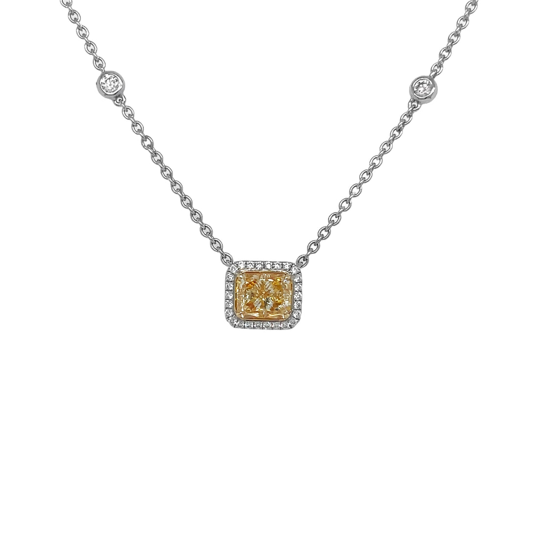 18kt Yellow and White Gold Diamond and Yellow Diamond Pendant