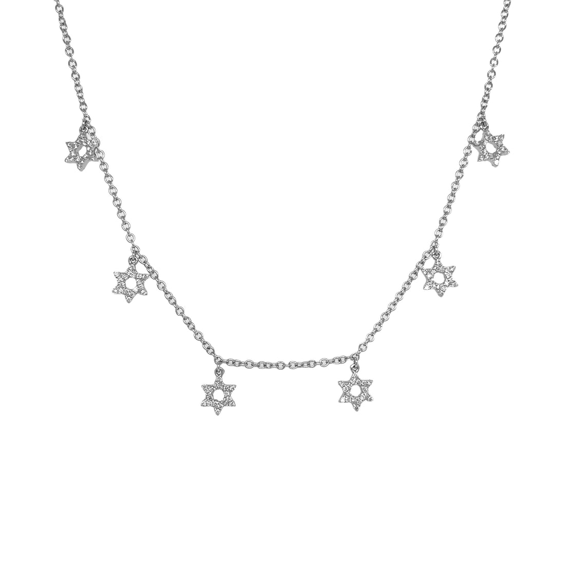 18kt White Gold Diamond Dangling Star Necklace