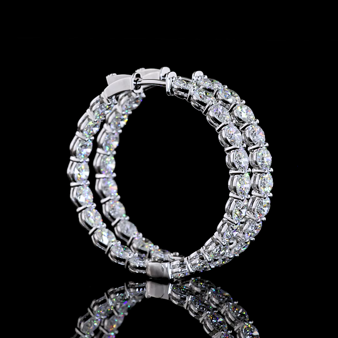 14kt White Gold Lab Diamond Hoops
