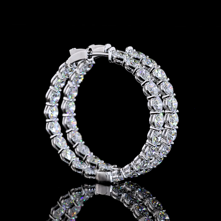 14kt White Gold Lab Diamond Hoops