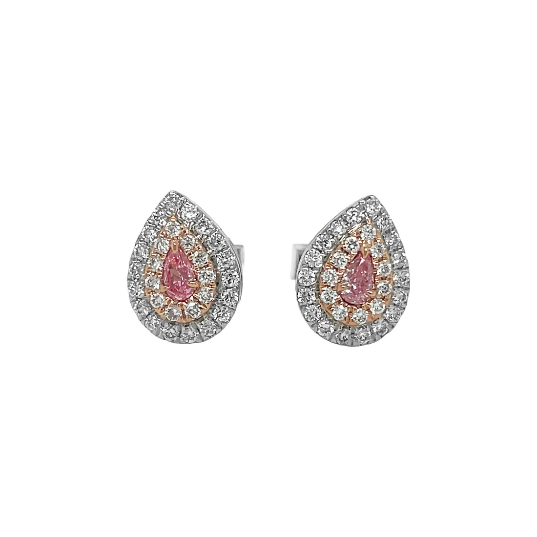 18kt White Gold Diamond and Pink Diamond Earrings