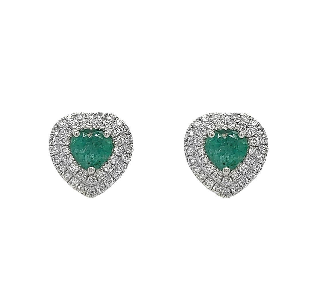 18kt White Gold Diamond and Emerald Earrings