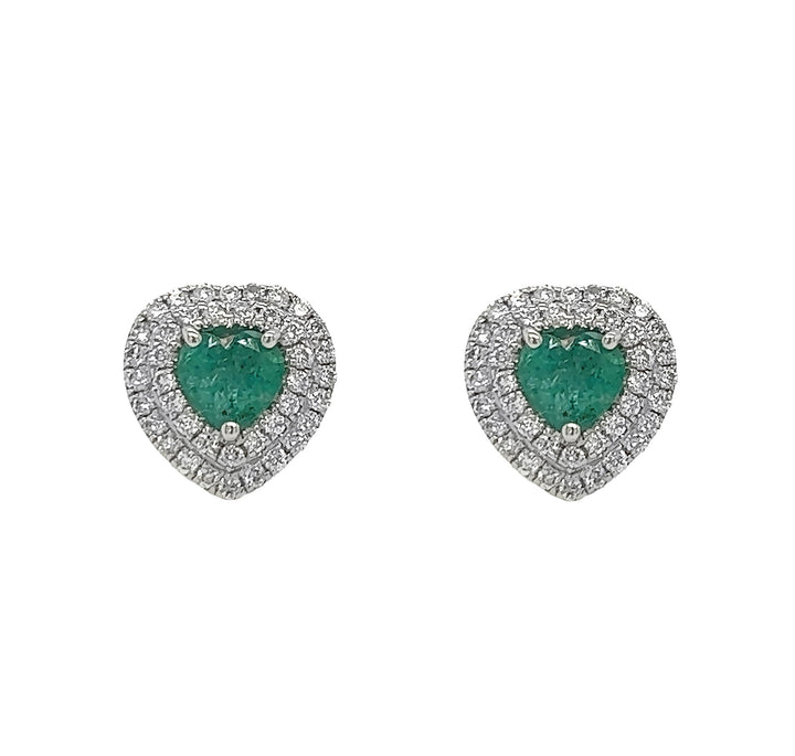 18kt White Gold Diamond and Emerald Earrings