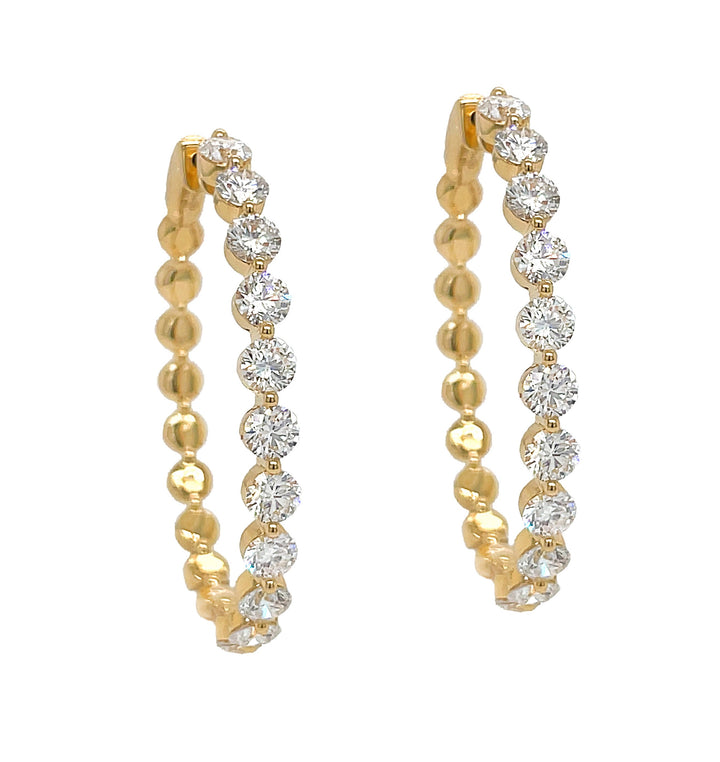 18kt Yellow Gold Diamond Hoops