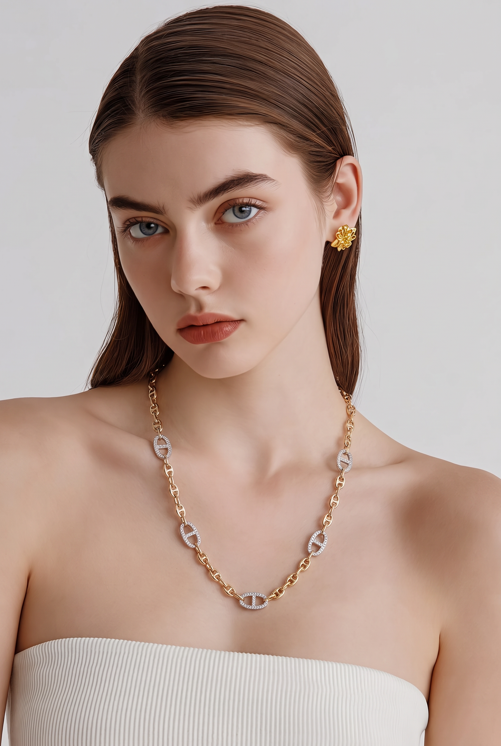 18kt Yellow And White Gold Diamond Necklace