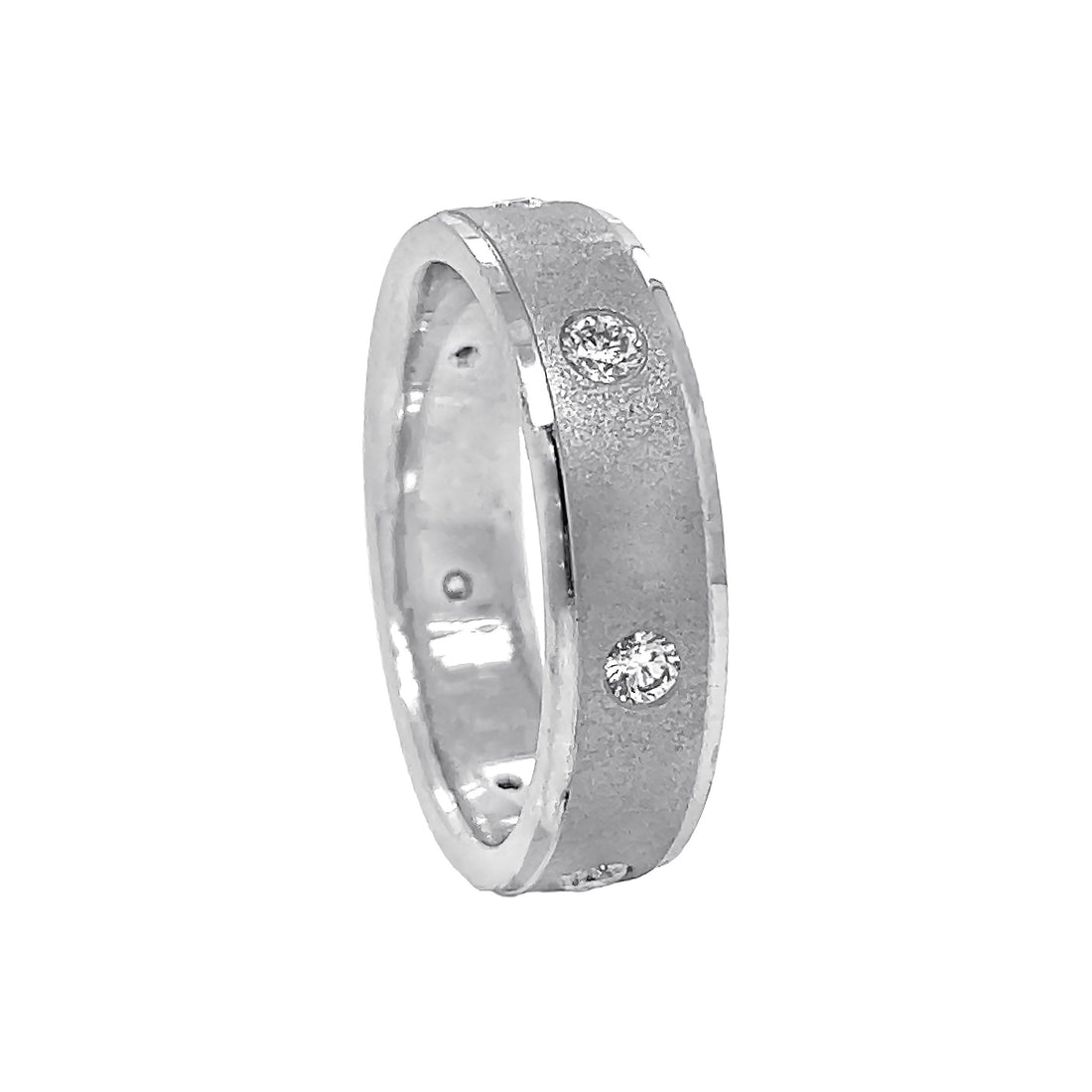 14kt White Gold Diamond Men`s Wedding Band