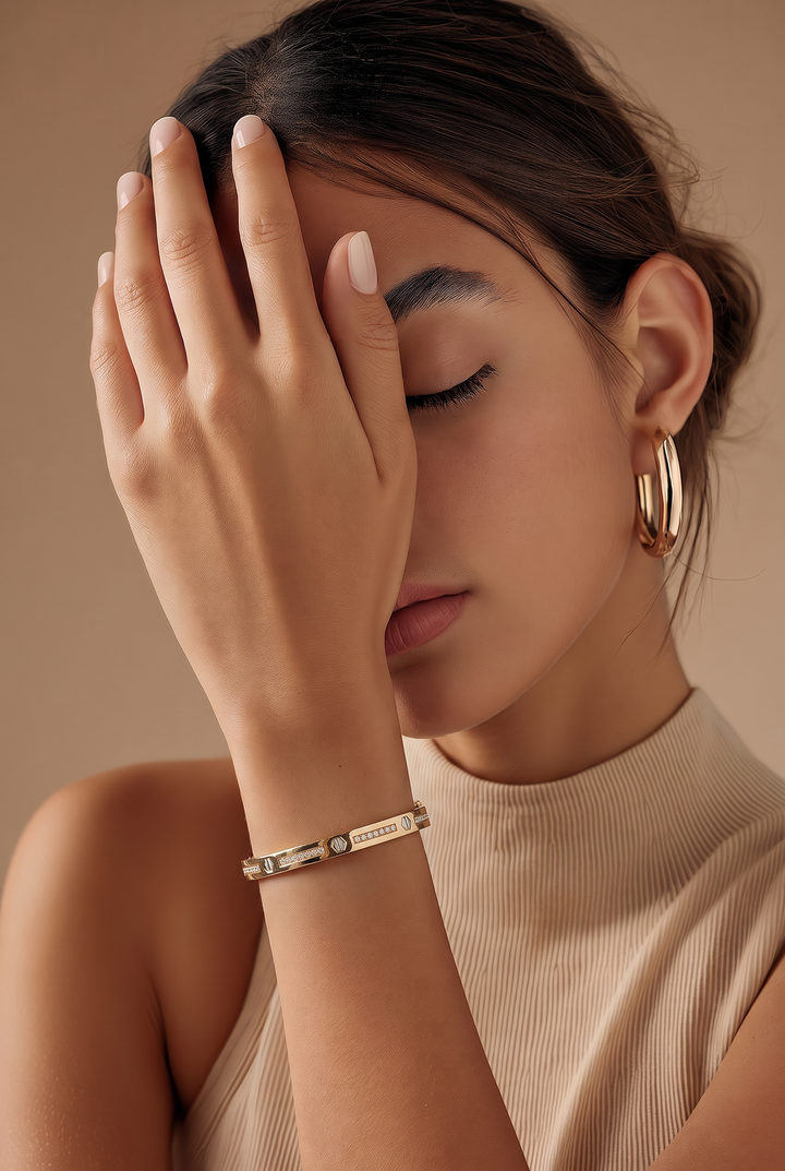 18kt Yellow And White Gold Diamond Bangle