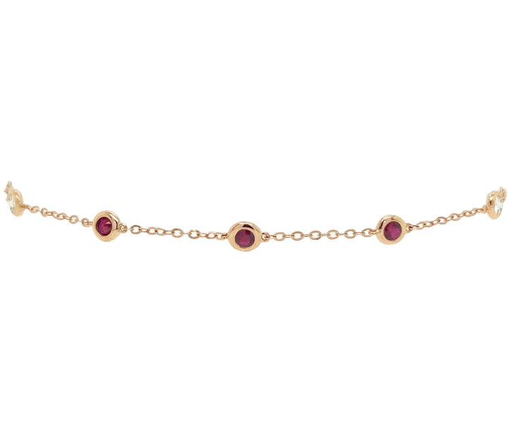 18kt Rose Gold Diamond And Ruby Bracelet