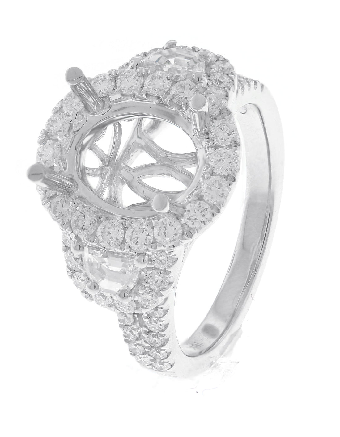 18kt White Gold Diamond Halo Semi Mount