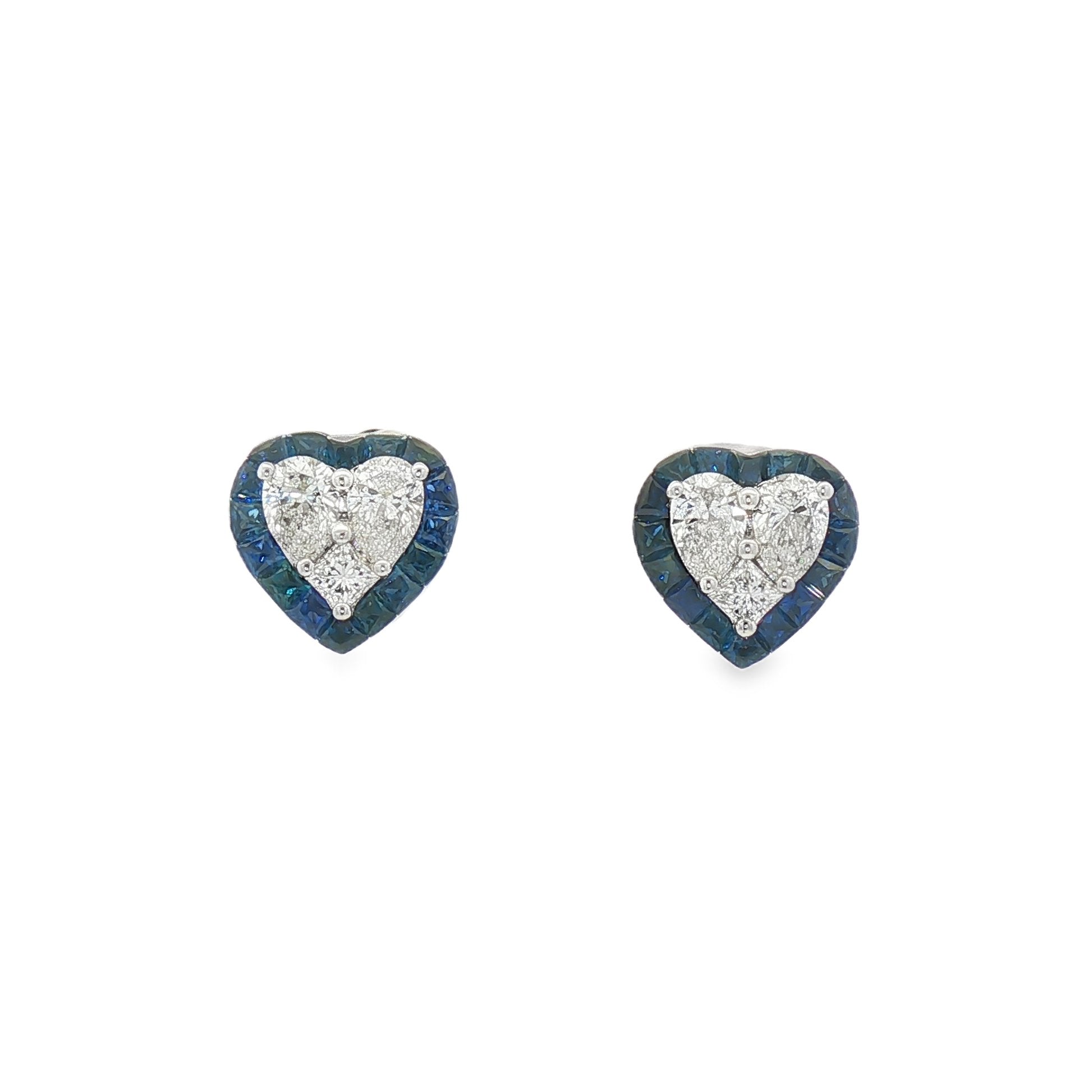 18kt White Gold Diamond And Blue Sapphire Earrings