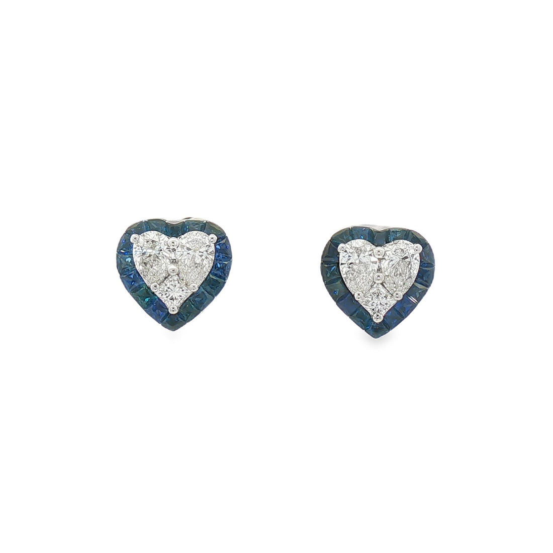 18kt White Gold Diamond And Blue Sapphire Earrings